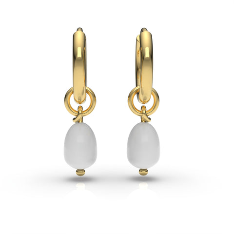 Kate Sterling Silver Round Synthetic Pearl Earrings