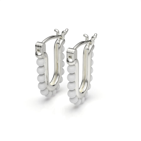 Kate Sterling Silver Round Synthetic Pearl Earrings