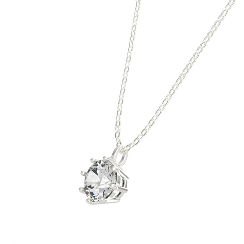 Aro Sterling Silver White Cubic Zirconia Necklace