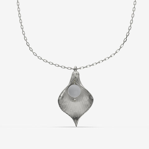 Anna Sterling Silver Synthetic Pearl Leaf Necklace
