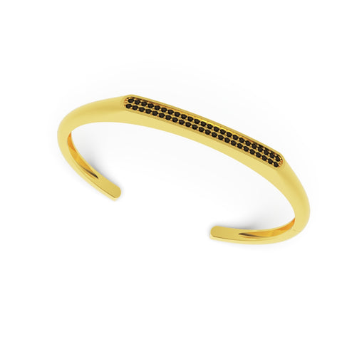 Ruby Sterling Silver Gold Plated Black Spinel Bangle