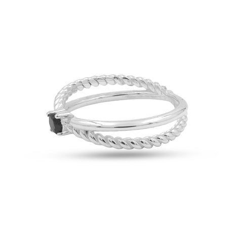 Mia Sterling Silver Black Spinel Ring
