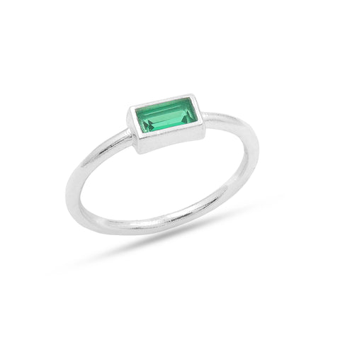 Mia Sterling Silver Imitation Apatite Green Ring