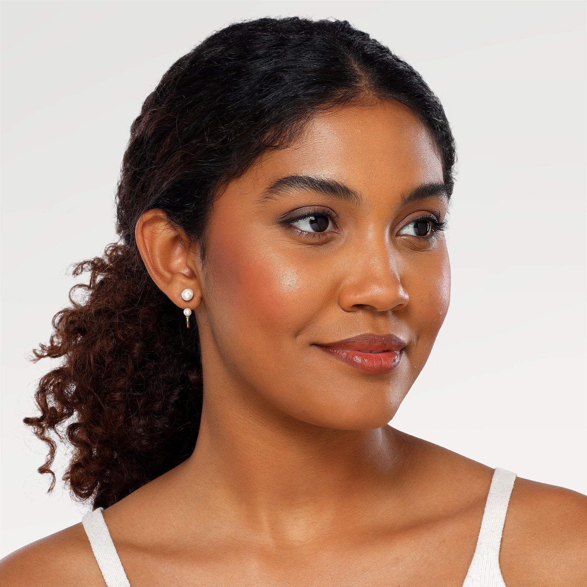 Ruby Pearl Hoop Earrings