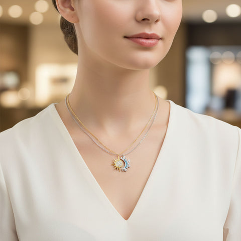 Savi Silver Two Tone Necklace Set