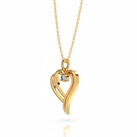 Brin Silver Heart Zirconia Necklace