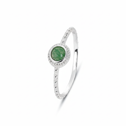 Lily Sterling Silver Round Green Aventurine Ring