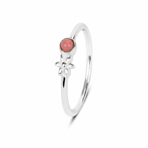 Anna Sterling Silver Round Rose Quartz Ring