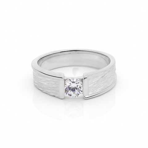 Pia Sterling Silver Round Lab Grown Diamond Ring