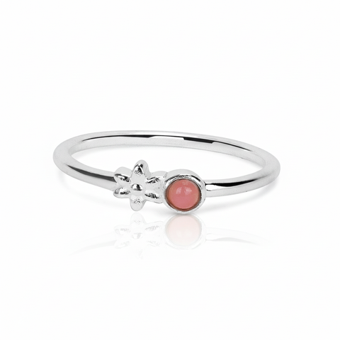 Anna Sterling Silver Round Rose Quartz Ring