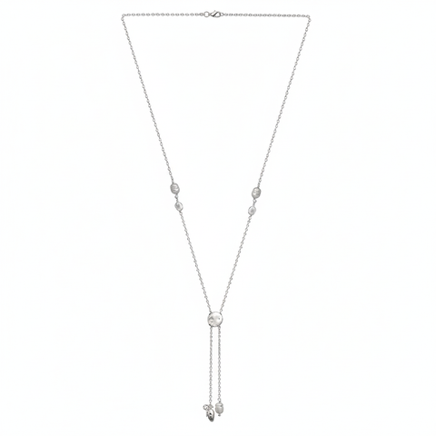 Eva Sterling Silver Oval Pearl Necklace