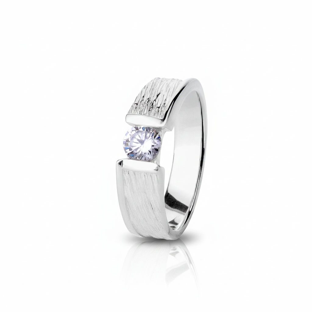 Pia Sterling Silver Round Lab Grown Diamond Ring