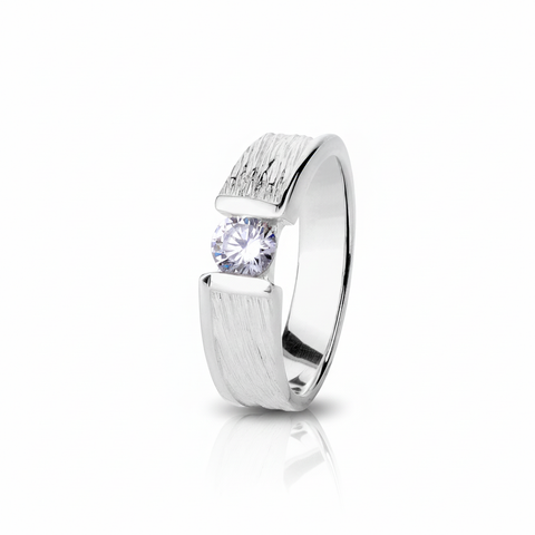 Pia Sterling Silver Round Lab Grown Diamond Ring