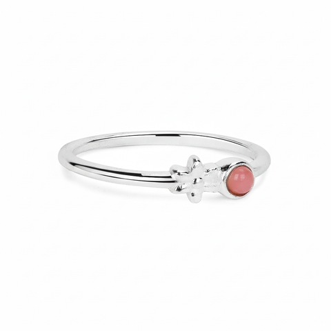 Anna Sterling Silver Round Rose Quartz Ring