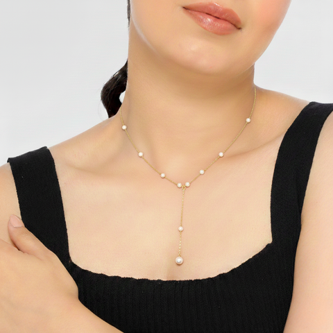 Zoe Silver Pearl Necklace