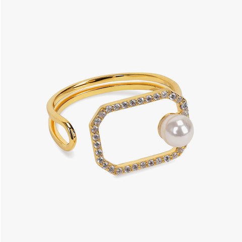 Tio Silver Adjustable Pearl Ring