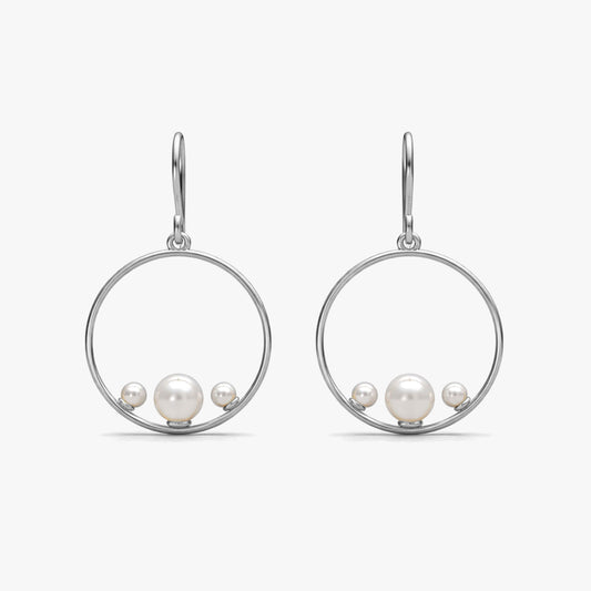 Aila Silver Synthetic Pearl Earrings