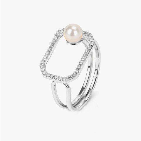 Tio Silver Adjustable Pearl Ring