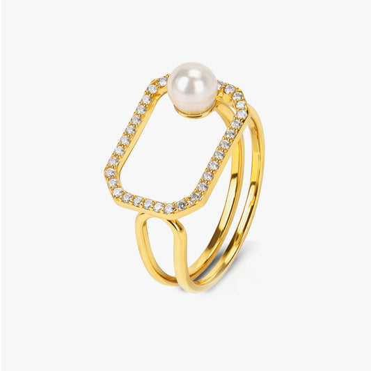 Tio Silver Adjustable Pearl Ring