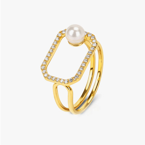 Tio Silver Adjustable Pearl Ring