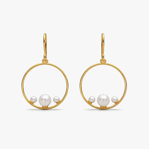 Aila Silver Synthetic Pearl Earrings