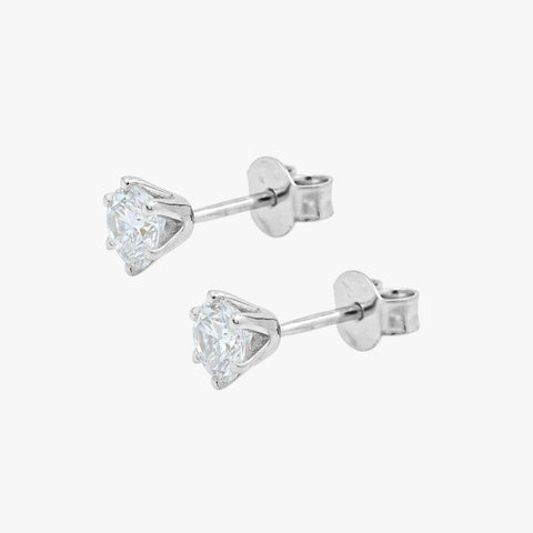 Hemi Silver Diamond Earrings