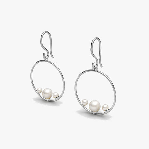 Aila Silver Synthetic Pearl Earrings