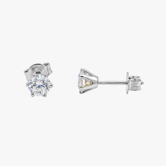 Hemi Silver Diamond Earrings