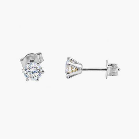 Hemi Silver Diamond Earrings
