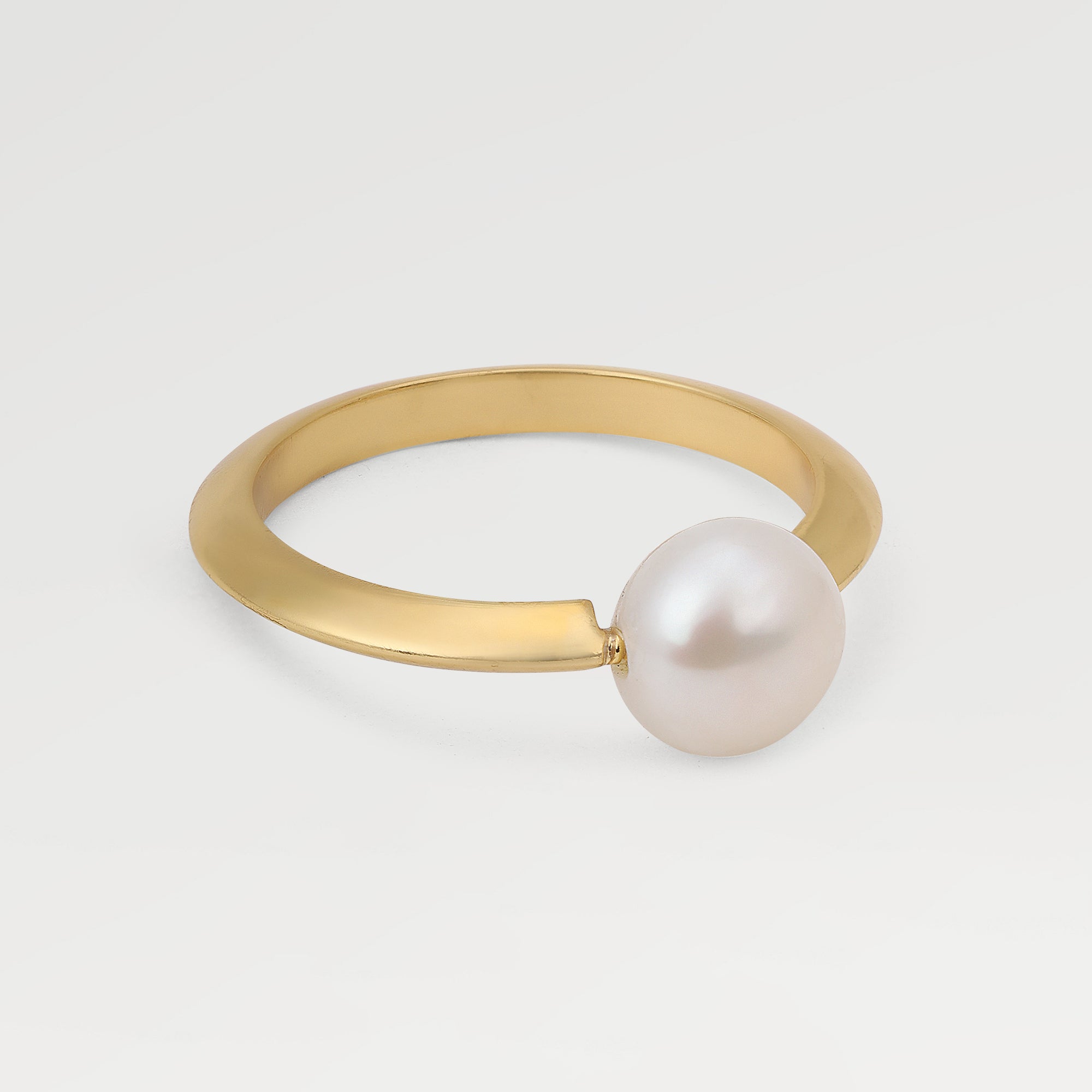 Nora Yellow Gold Plated Pearl Bead Ring