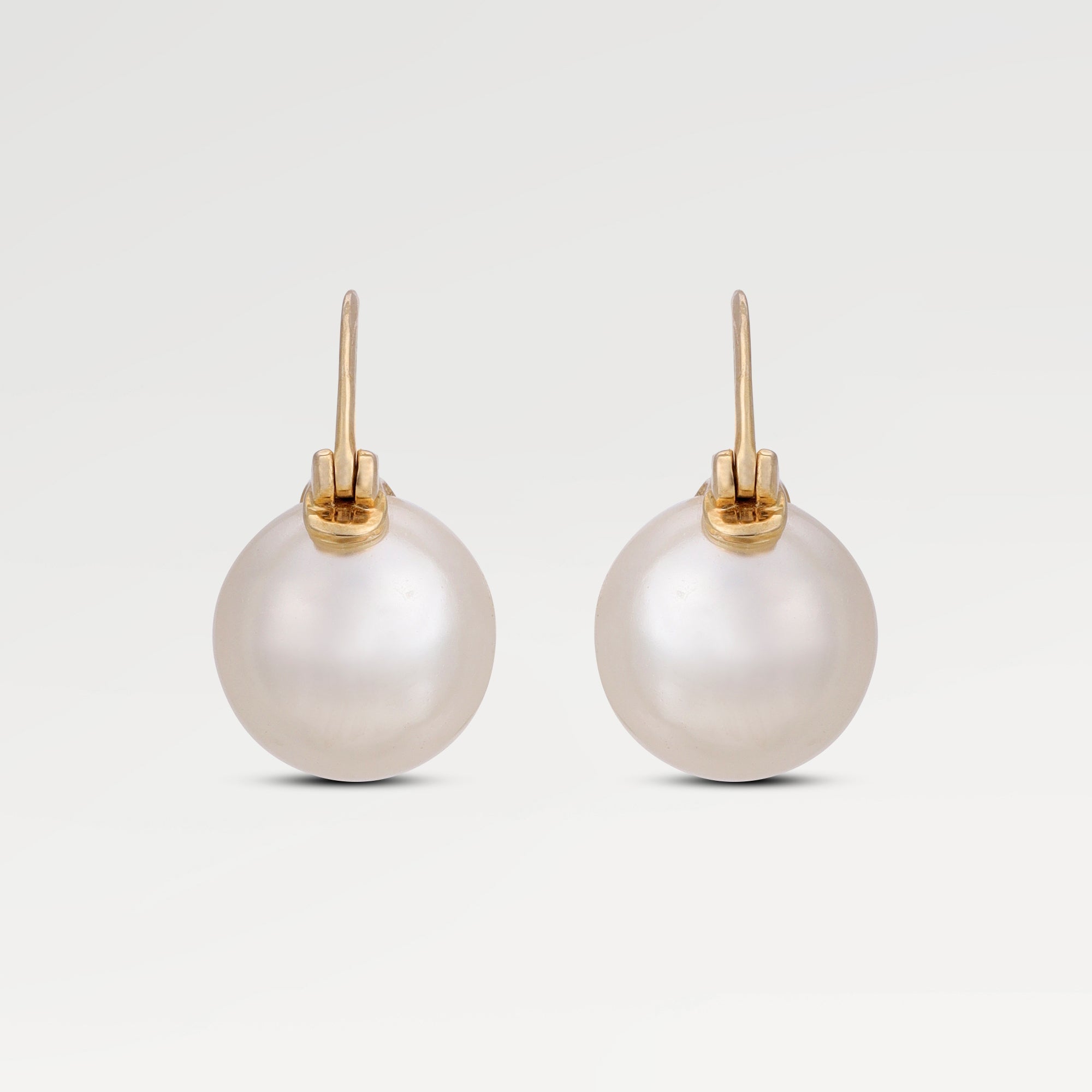 Ruby Yellow Gold Plated Pearl Drop Huggies Earrings