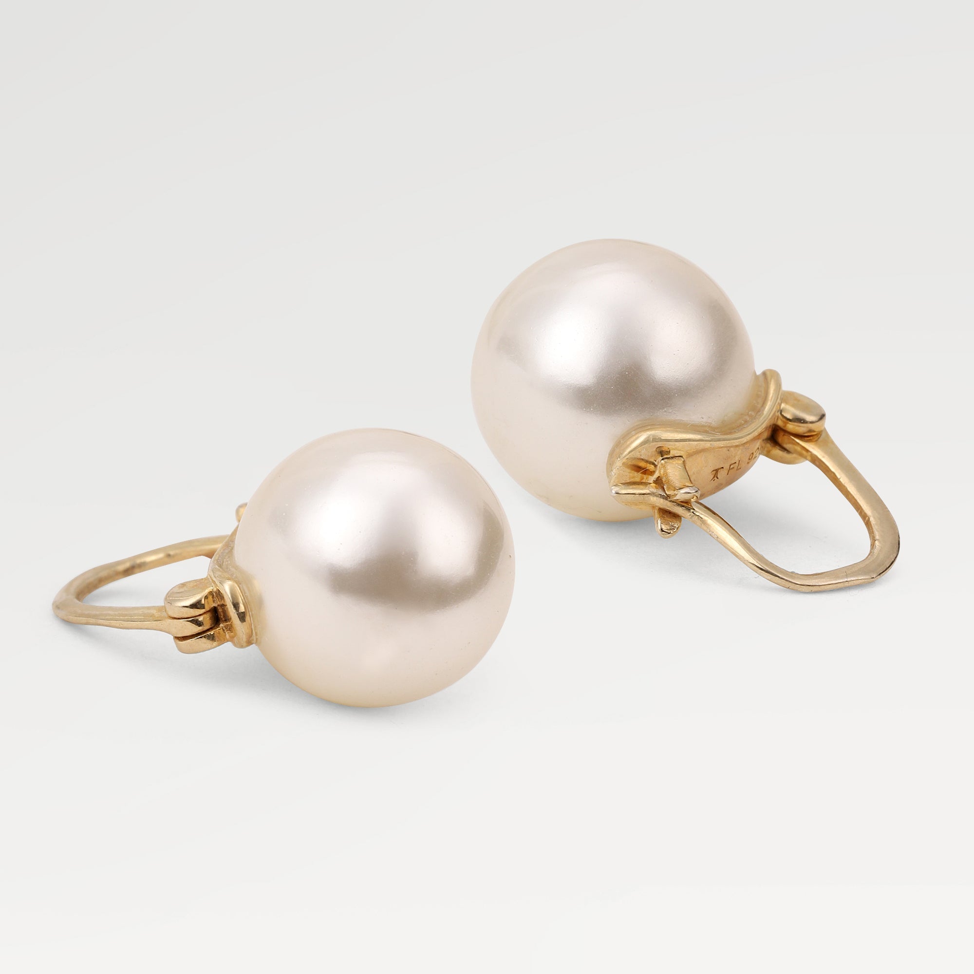Ruby Yellow Gold Plated Pearl Drop Huggies Earrings