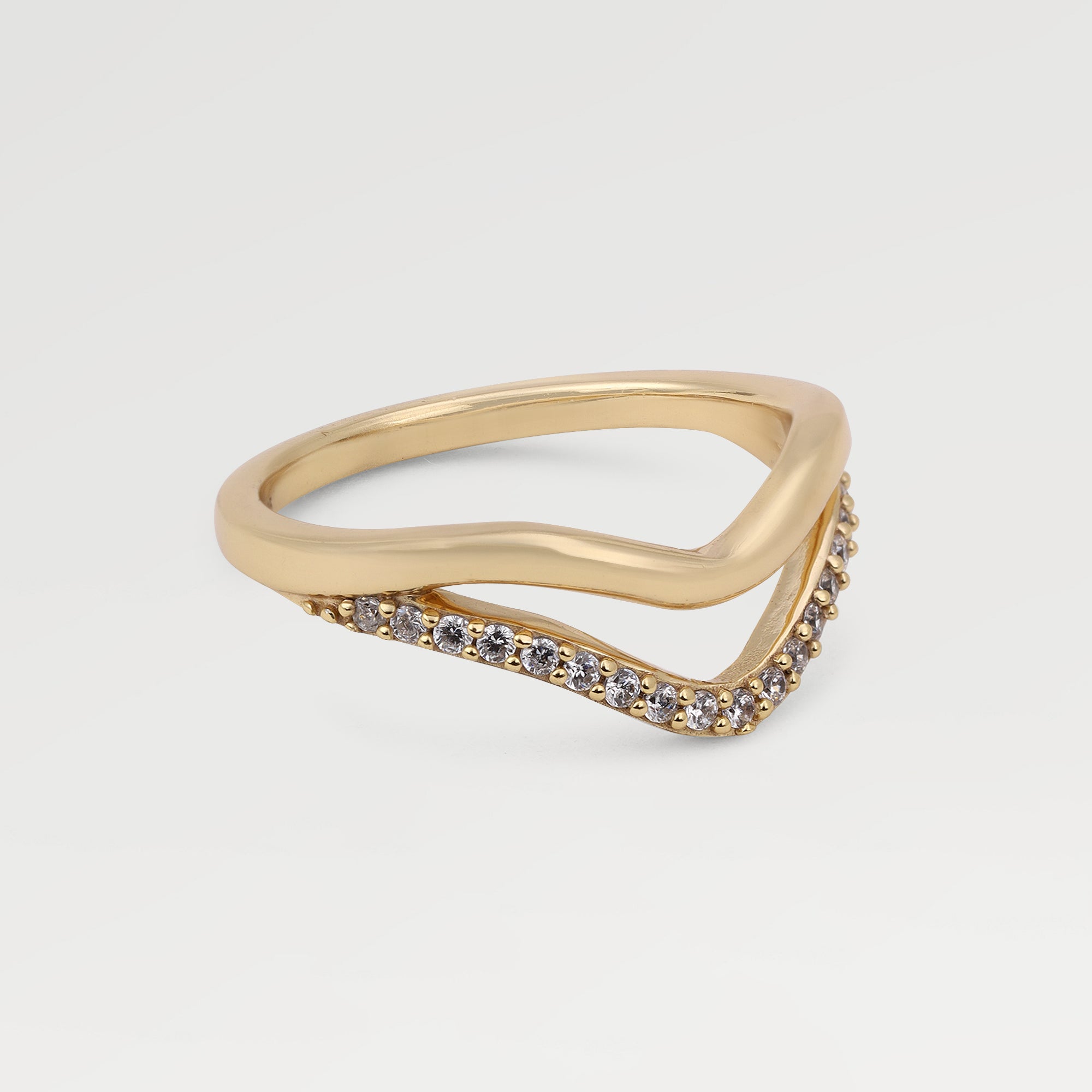 Grace Yellow Gold Plated Pave Twist Zirconia Ring