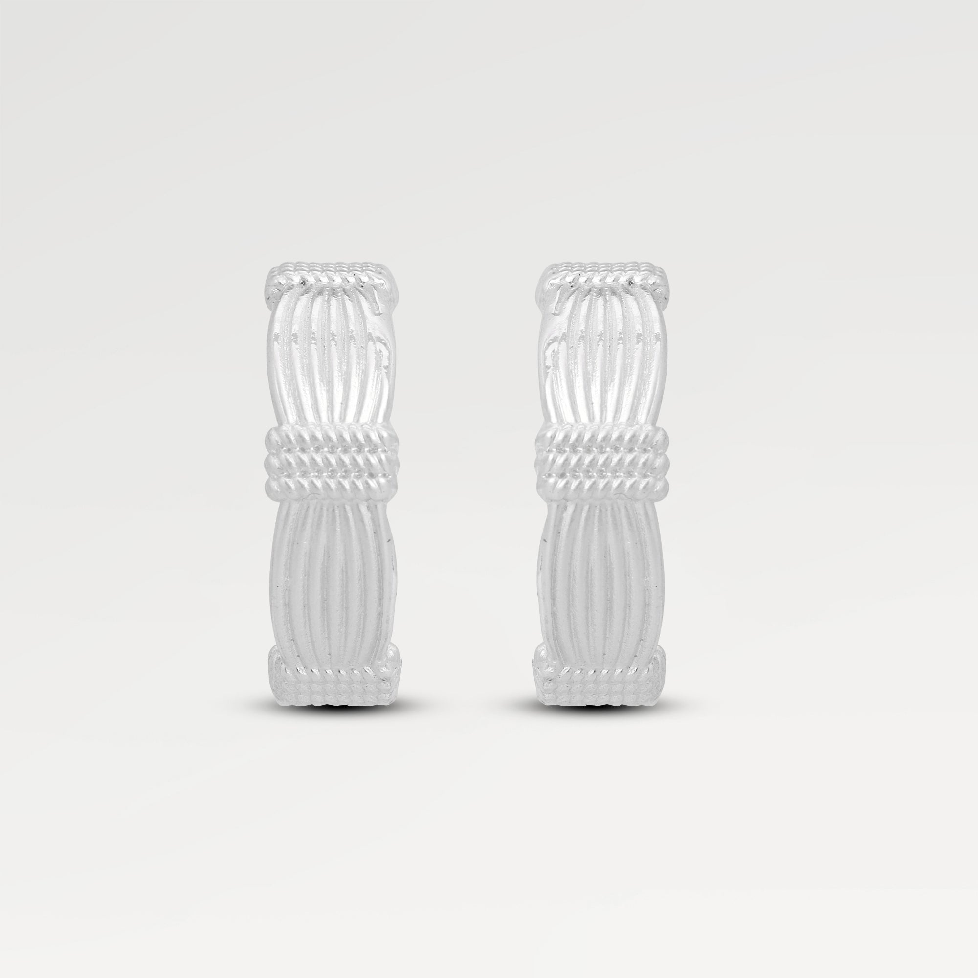 Emma Silver Plated Embossed Stud Hoop Earrings