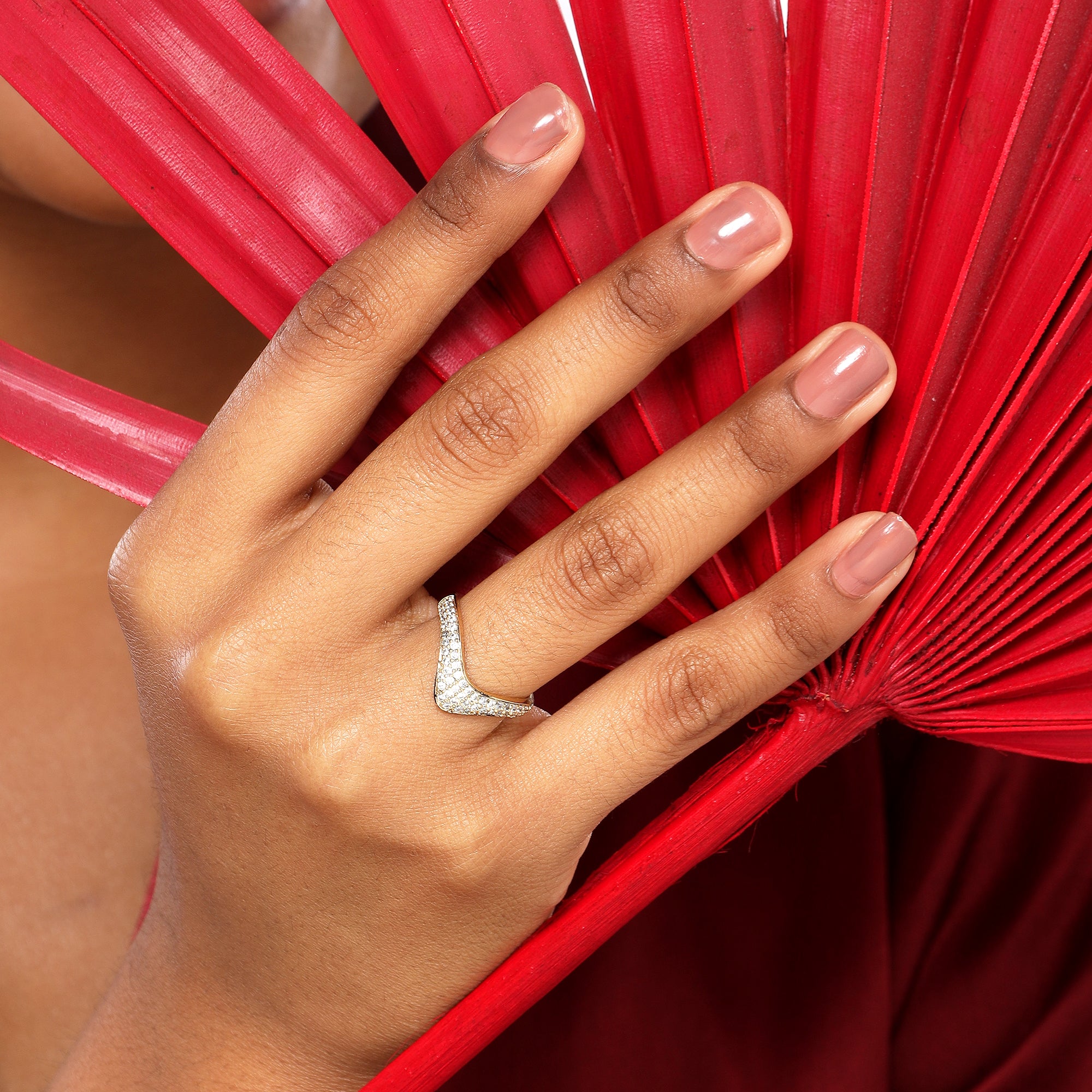 Kate Yellow Gold Plated Pave Zirconia Ring