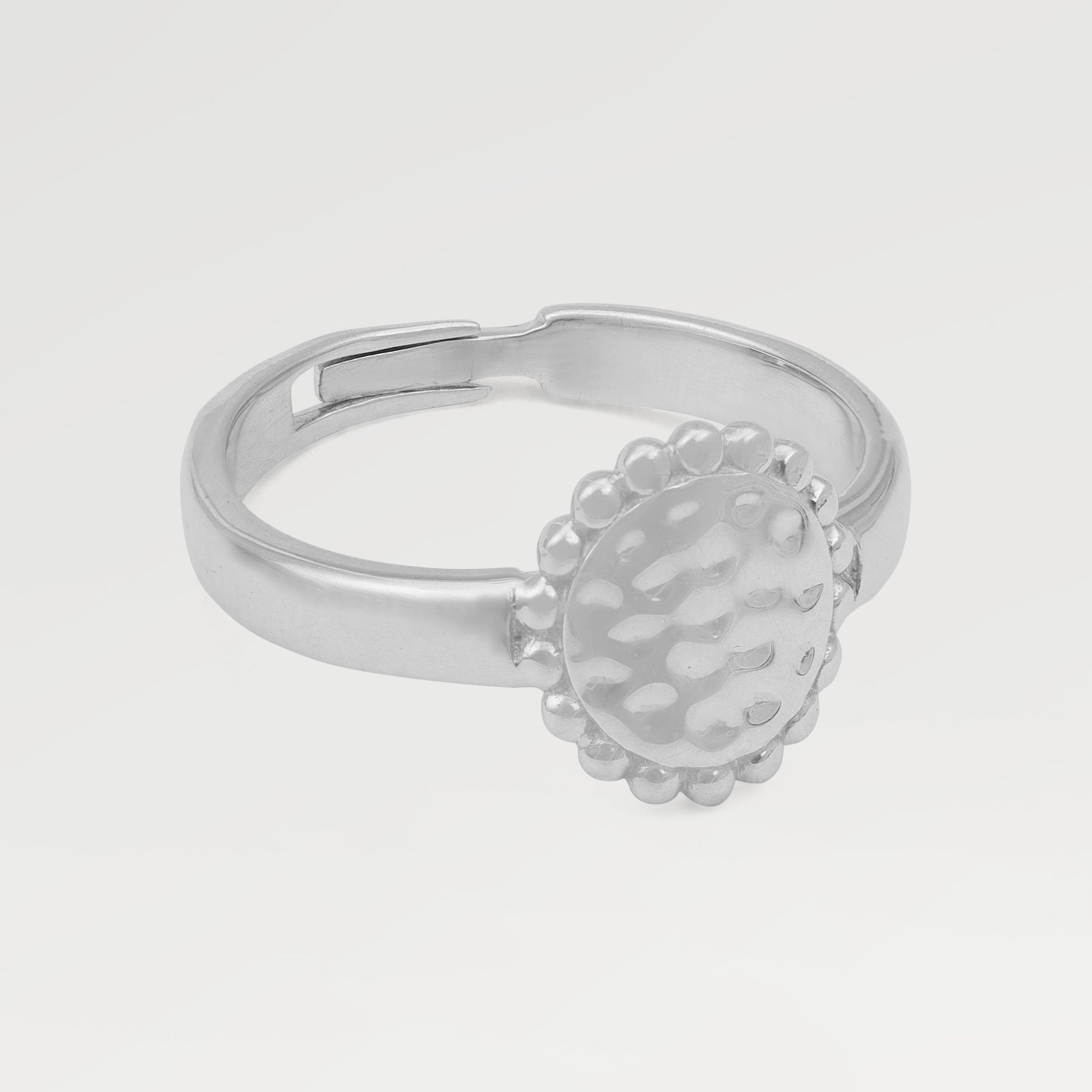 Kate Silver Plated Rava Texture Adjustable Ring