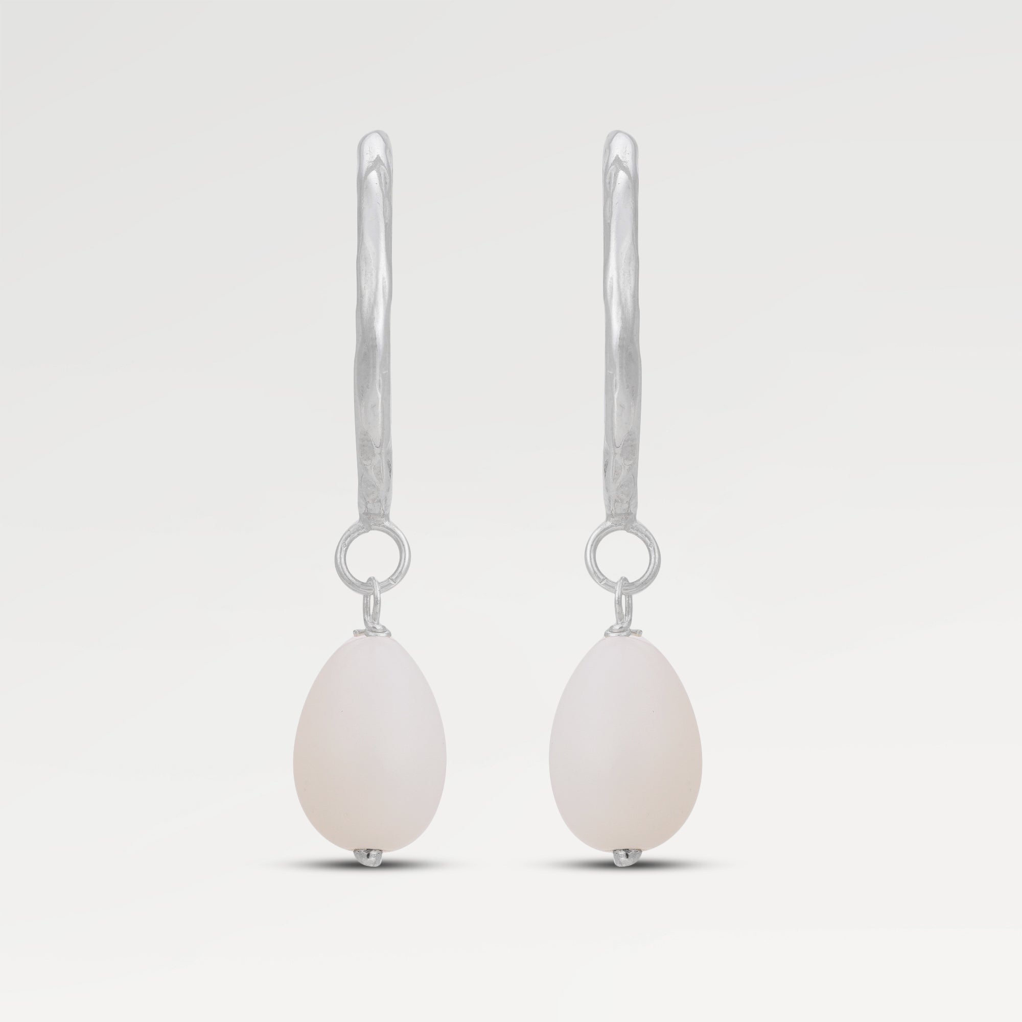 Grace Silver Plated Nugget Pearl Drop Hoop Earrings