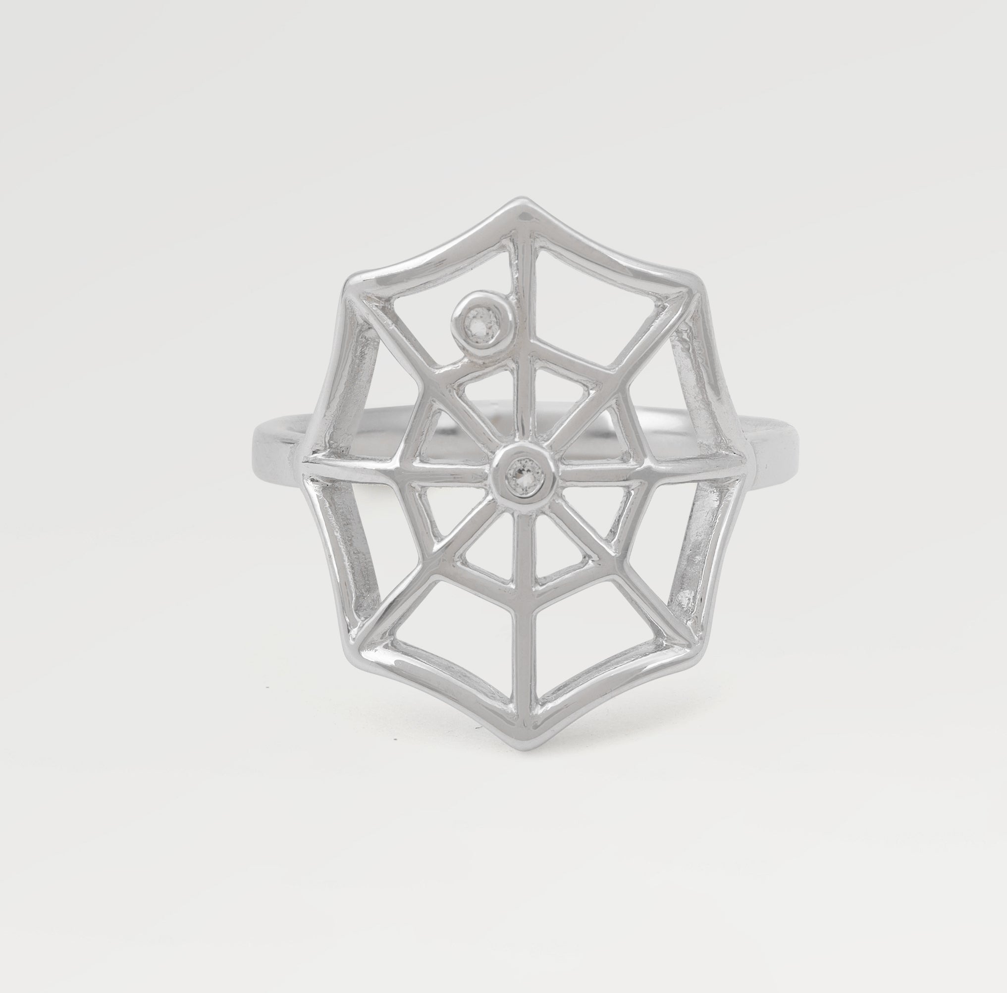 Grace Rhodium Plated Spider Web Topaz Ring