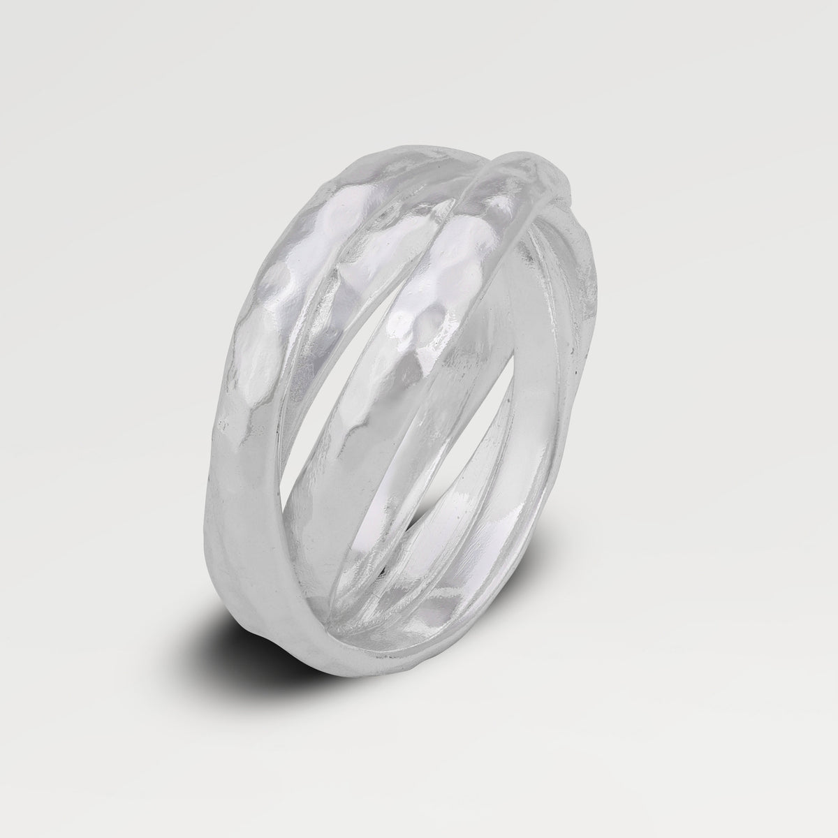 Silver Plated Plain Hammered Ring