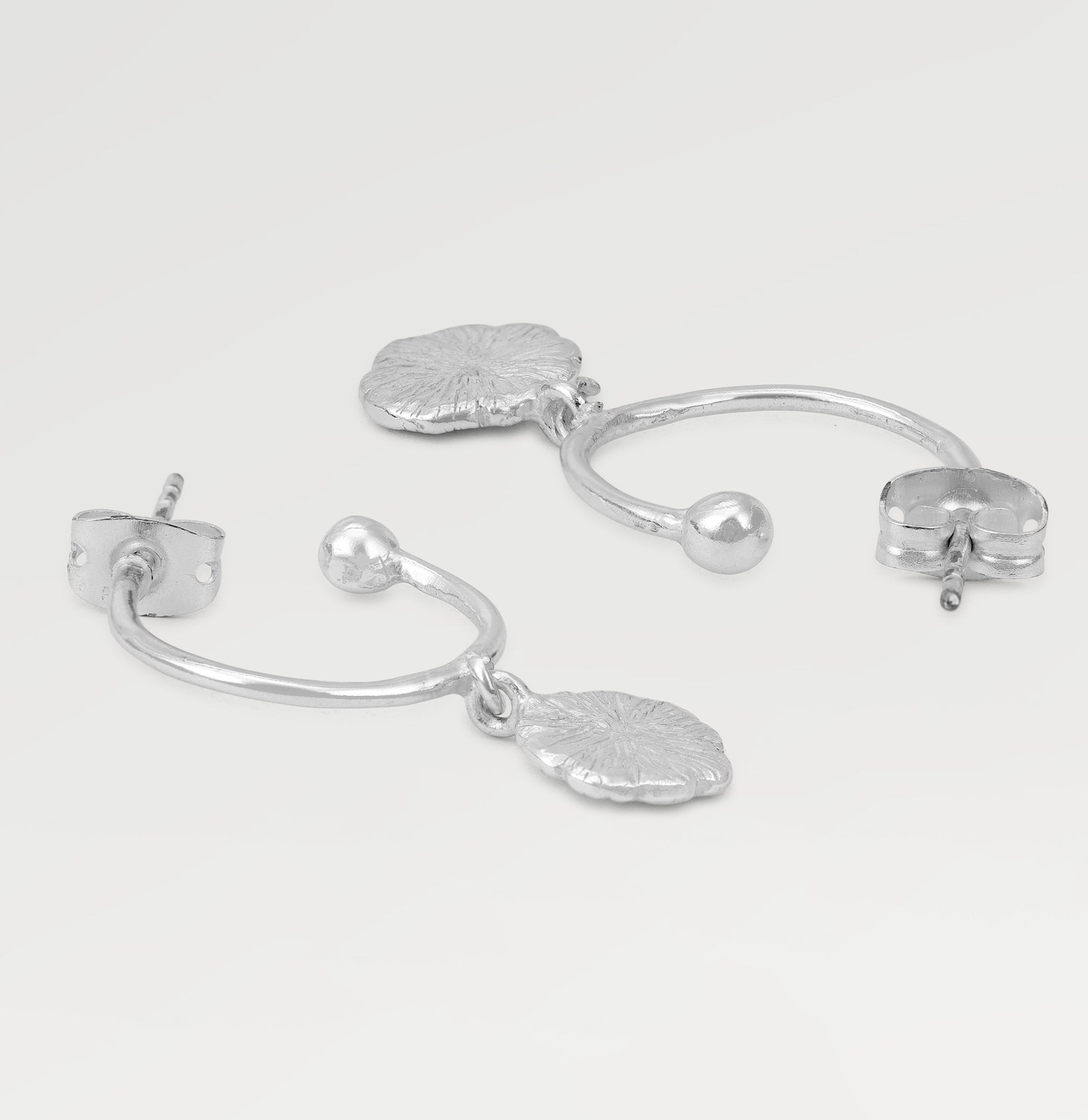 June Silver Plated Textured Stud Hoop Earrings