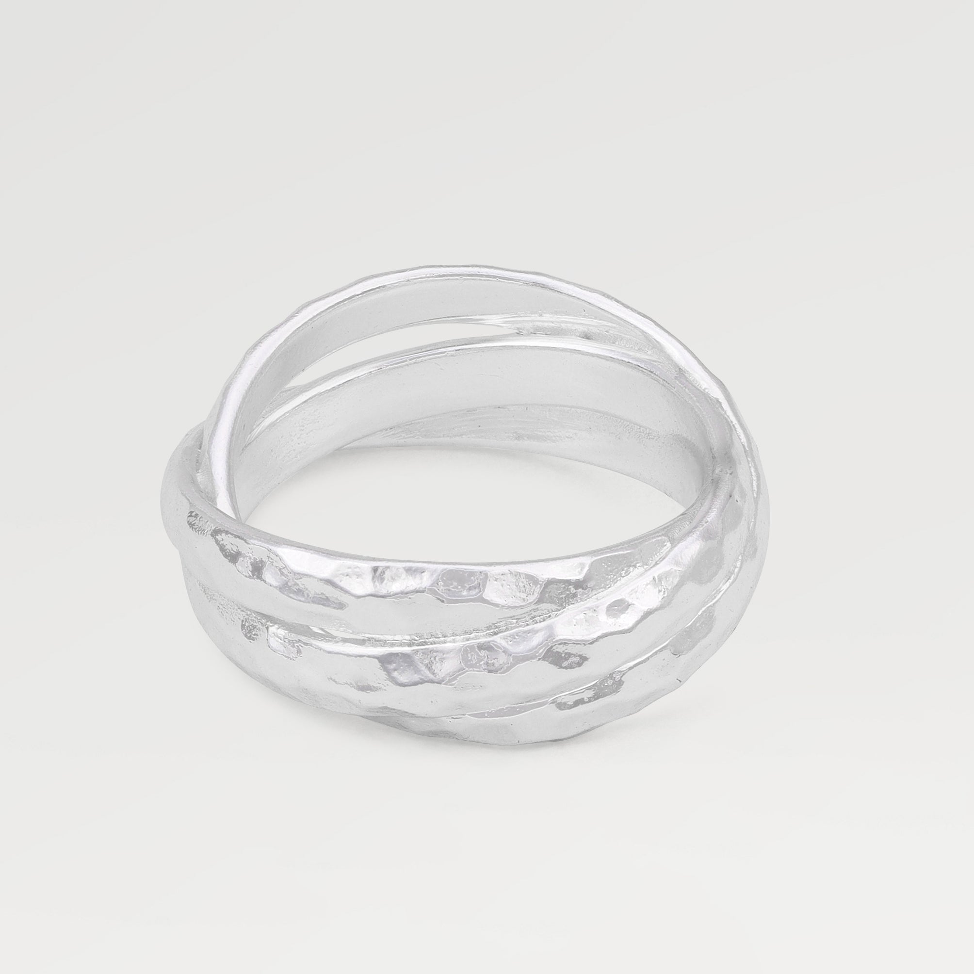 Silver Plated Plain Hammered Ring
