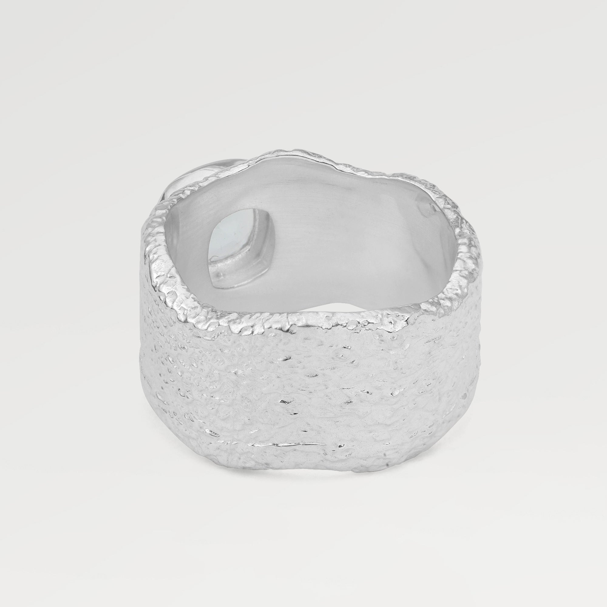 Ruby Silver Plated Aqua Cushion Bezel Ring