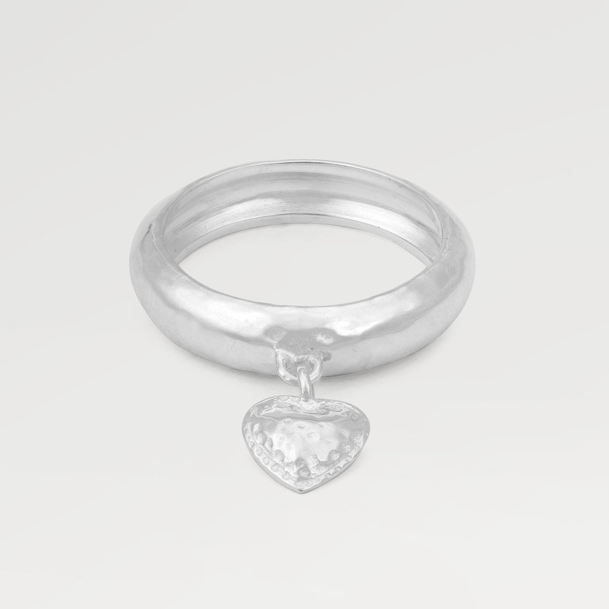 Silver Plated Plain Dangling Heart Ring