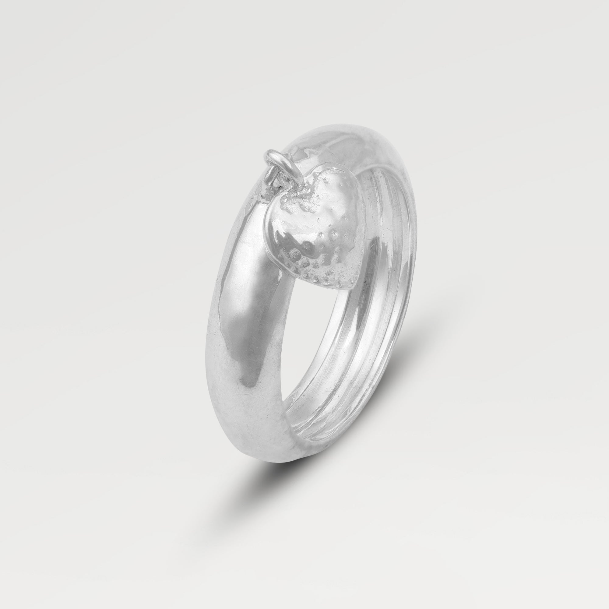 Silver Plated Plain Dangling Heart Ring
