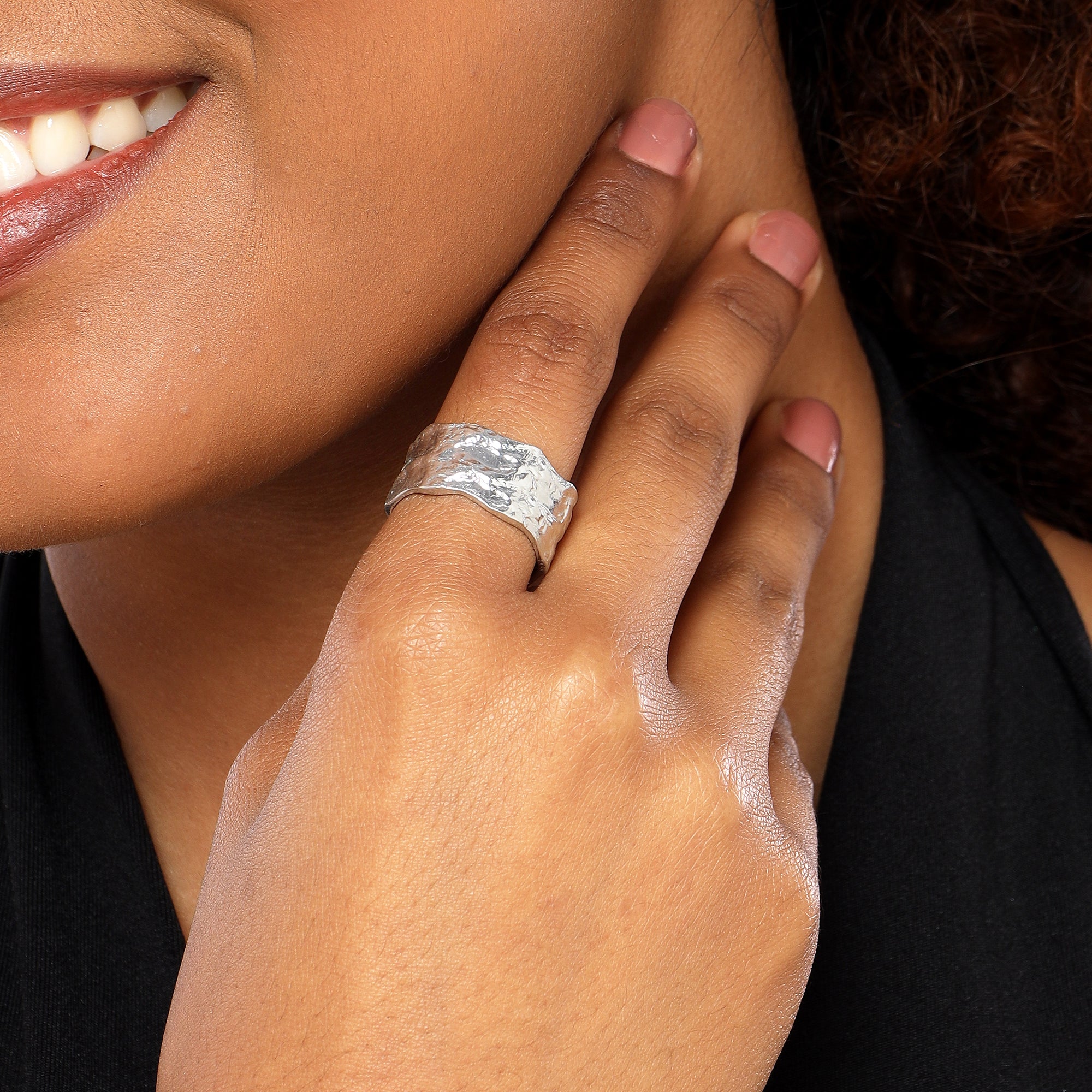 Plated Plain Texture Band Ring