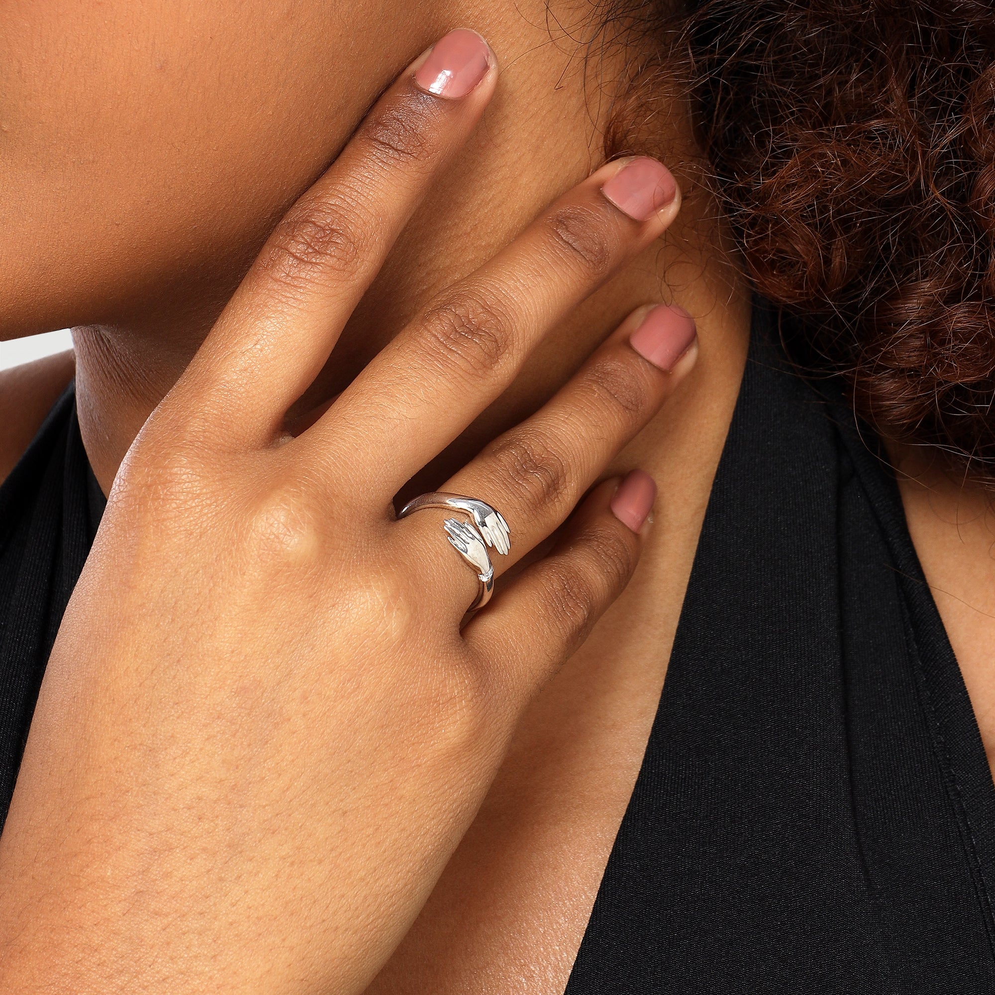 Grace Silver Plated Pave Open Hand Ring