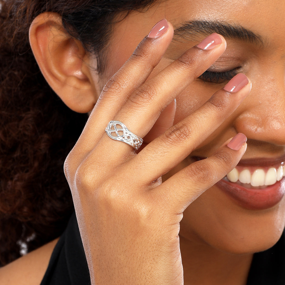 Lily Silver Plated Plain Filigree Ring