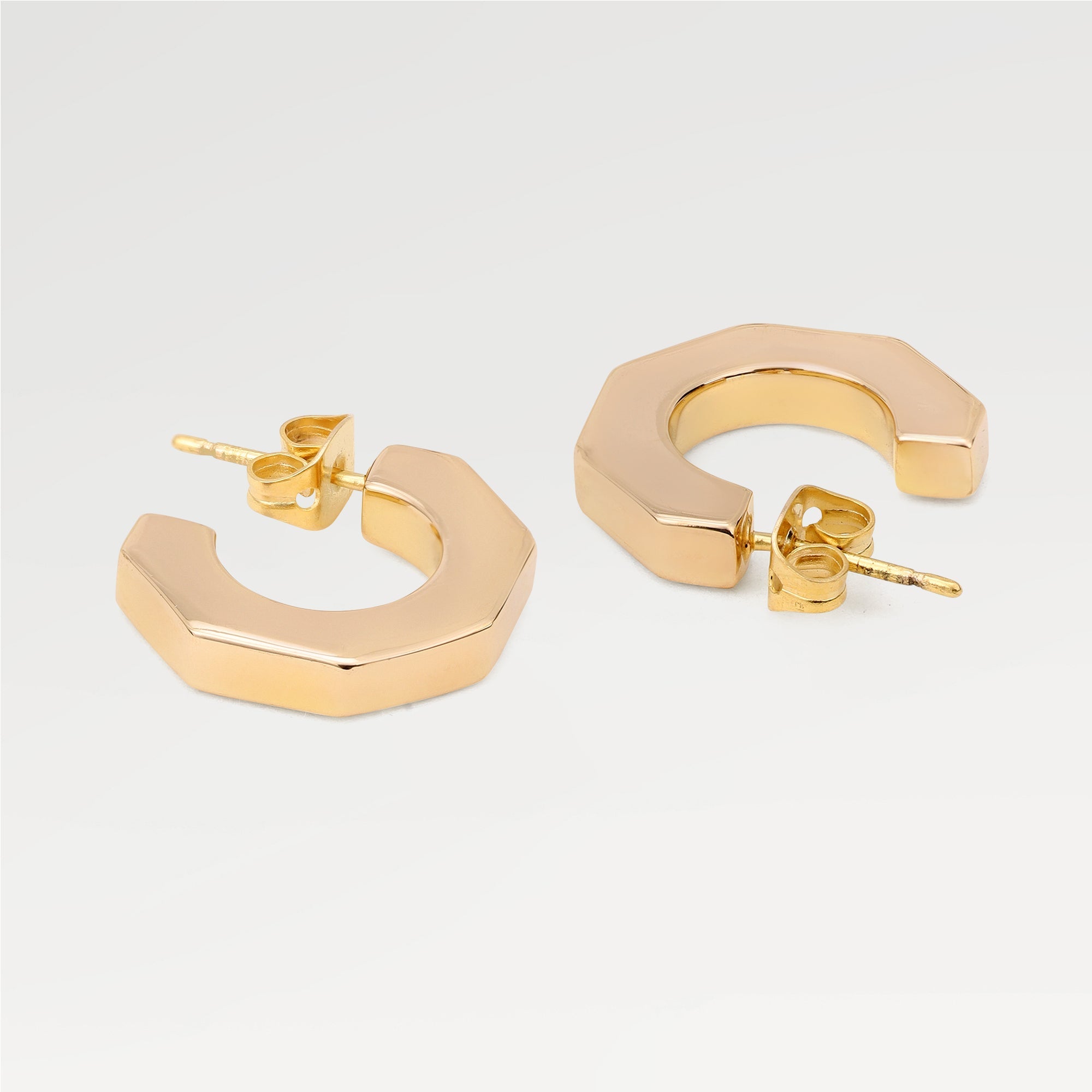 Ruby Plain C Hoop Stud Earrings