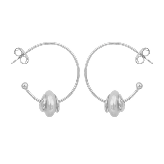 Juno Silver Huggies Pearl Earrings