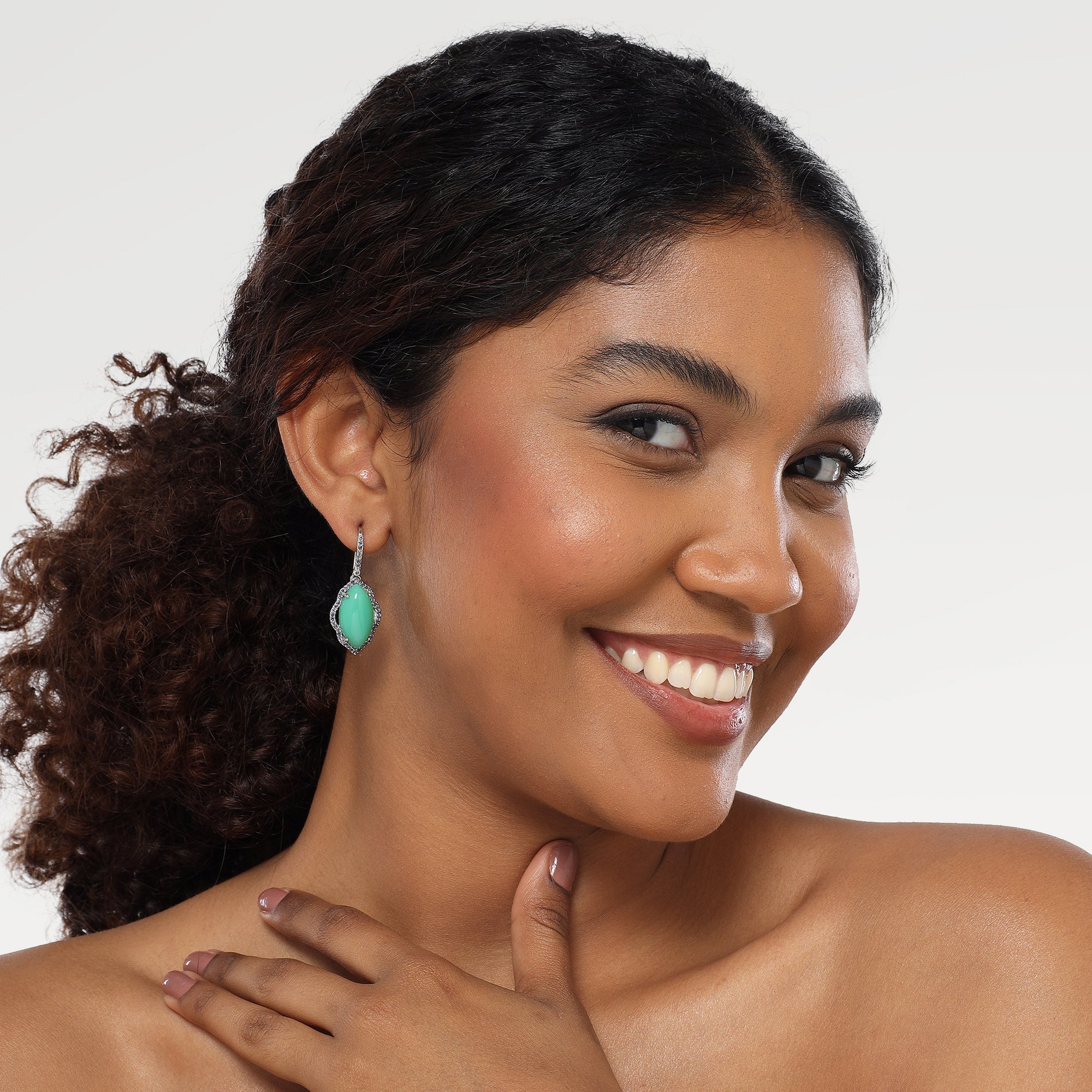 Nora Iolite Chrysoprase Earrings